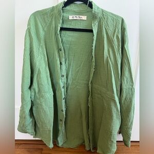 We The Free Olive Button Down Shirt